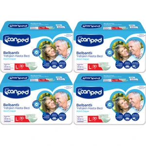 Bel Bantlı L-Büyük Boy Yetişkin Hasta Bezi 30'lu 4 Paket