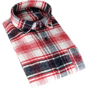 Erkek Kırmızı Kalın Kışlık Cepli Klasik Geniş Kesim Oduncu Gömlek