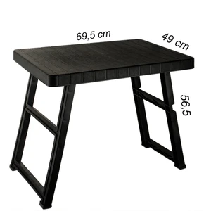 0114 Portatif Katlanabilir Kamp Piknik Balkon Masası - Büyük Plastik Katlanır Sehpa Siyah