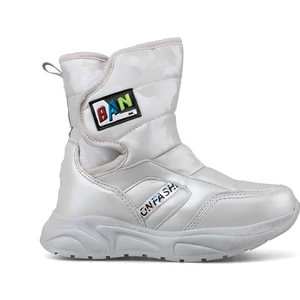 Seher Ayakkabı Termal Kürklü Çocuk Kışlık Kar Bot Ayakkabı Gümüş