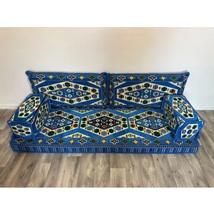 Şark Köşesi Yörük Desenli Minder Takımı Mavi 5 Parça
