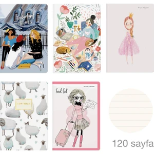 Bruno Visconti Terzi Dikişli Defter B5 19X25 cm Bruno Visconti Karışık 5 Desen 60 Yaprak Çizgili Model 2