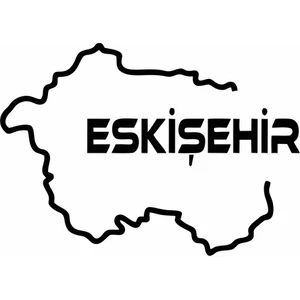 Reysa Tasarım Eskişehir Harita Araba Sticker Siyah 18X13 cm