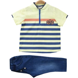 Erkek Çocuk Baskılı Kısa Kollu Gömlek Pantolon 2'li Takım