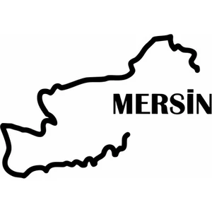 Reysa Tasarım Mersin Harita Araba Sticker Siyah 17X12 cm