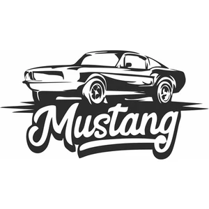 Reysa Tasarım Mustang Araba Silüet Sticker Siyah 16X8 cm