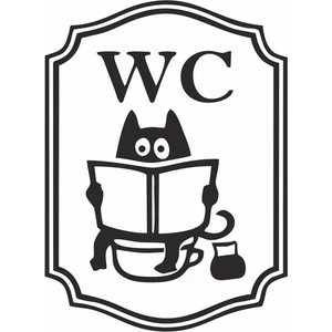 Reysa Tasarım Wc Gazete Okuyan Kedi Sticker Siyah 25X20 cm
