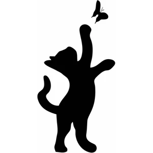 Reysa Tasarım Kelebek Yakalayan Kedi Duvar Sticker Siyah 11X20 cm
