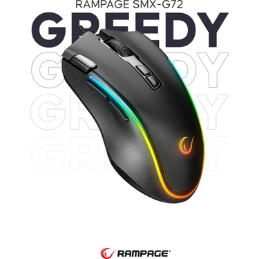 Rampage SMX-G72 GREEDY 8 Tuşlu Double Click Real RGB Ledli Makrolu 7200dpi Gaming Oyuncu