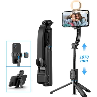 Hobimtek C01S Çok Amaçlı Işıklı Selfie Çubuğu Masa Üstü Tripod Kumandalı Selfie Dolgu Işığı Dahil