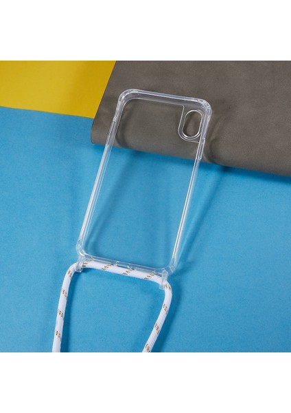 Apple iPhone Xr Için Geri Kılıf, Bırak Koruması Clear Tpu+Akrilik Telefon Kapağı Lanyard-White ile (Yurt Dışından)