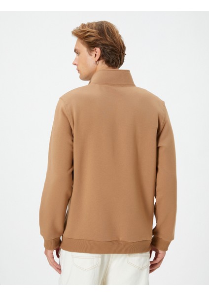 Yarım Fermuarlı Sweatshirt Dik Yaka Uzun Kollu fırsatları