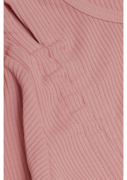 Kız Çocuk Uzun Kollu Tişört Büzgülü 8-14 Yaş, Gülkurusu modelleri