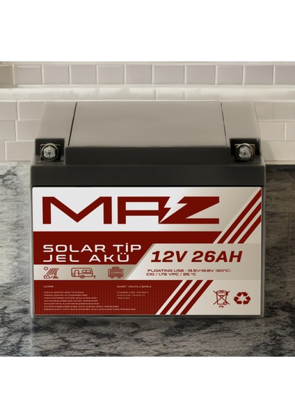 12 Volt 26 Amper (Ah) Solar Jel Akü (Güneş Paneli Akü) fırsatları