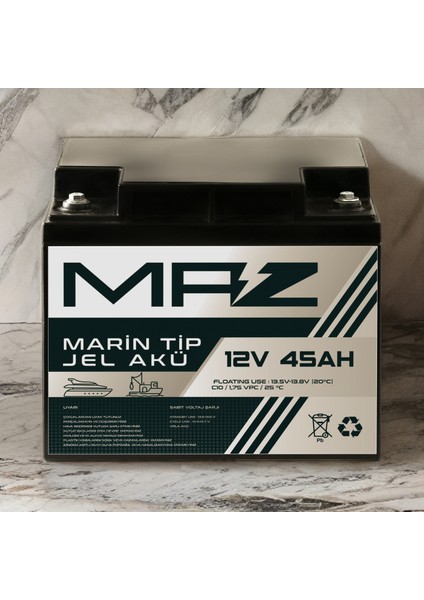 12 Volt 45 Amper (Ah) Marin Jel VRLA Akü (Yat Tekne Akü) fırsatları