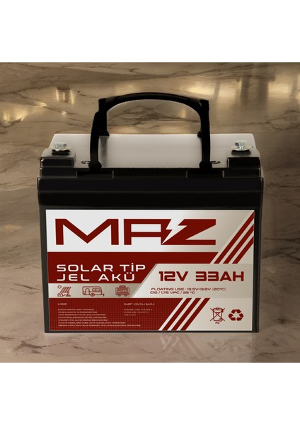 12 Volt 33 Amper (Ah) Solar Jel Akü (Güneş Paneli Akü) indirimleri