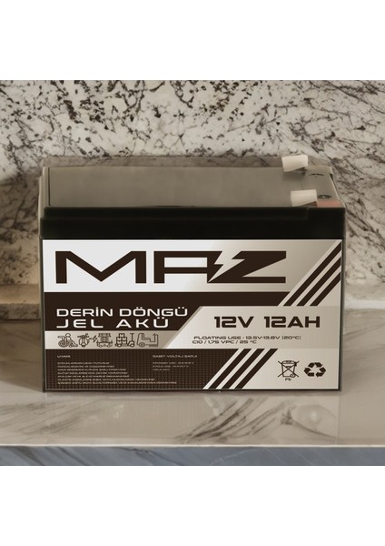 12 Volt 12 Amper Derin Döngü Jel Akü Max Performans