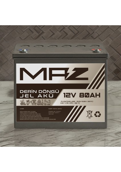 12 Volt 80 Amper Derin Döngü Jel Akü Max Performans