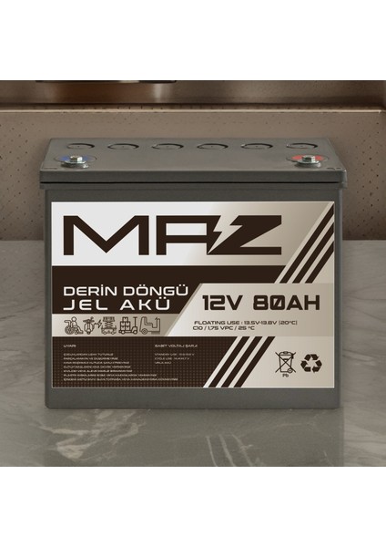 12 Volt 80 Amper Derin Döngü Jel Akü Max Performans