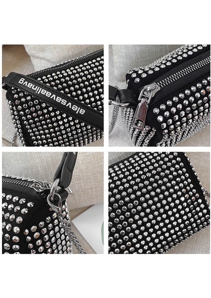 Elmaslarla Dolu Elmas Taklidi Çanta Koltuk Altı Elmas Çanta El Taşıma Küçük Kare Çanta (Yurt Dışından) modelleri