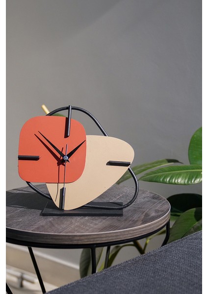 Muyika Brazil Metal Masa Saati Kremit-S. Kahve 25X22CM