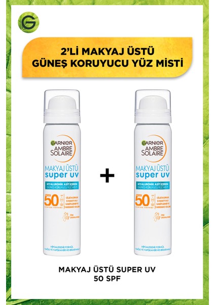 Garnier 2'li Ambre Solaire Over Makeup Super Uv Protection Mist SPF50 Seti