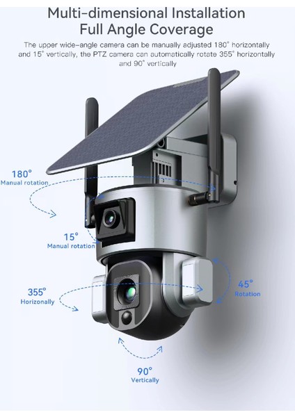 YS-SO20 4g Sim Kartlı Güneş Solar Panelli Bağ Bahçe Tarla Arıcılık 10X Zoom Güvenlik Kamerası