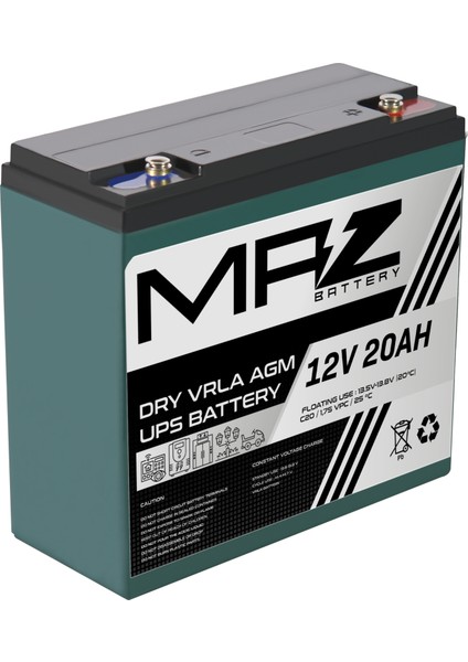 Maz Akü 12 Volt 20 Amper (Ah) Kuru Agm Vrla Akü (Yeni Üretim)