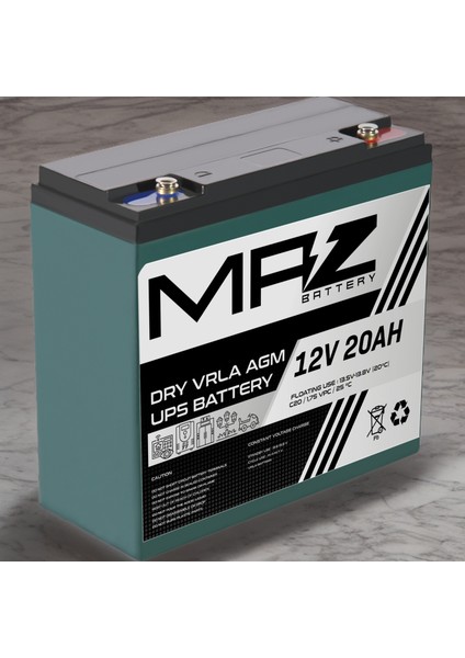 Maz Akü 12 Volt 20 Amper (Ah) Kuru Agm Vrla Akü (Yeni Üretim)