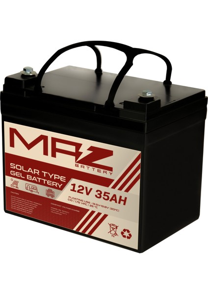 12 Volt 35 Amper (Ah) Solar Jel VRLA Akü (Yeni Üretim)