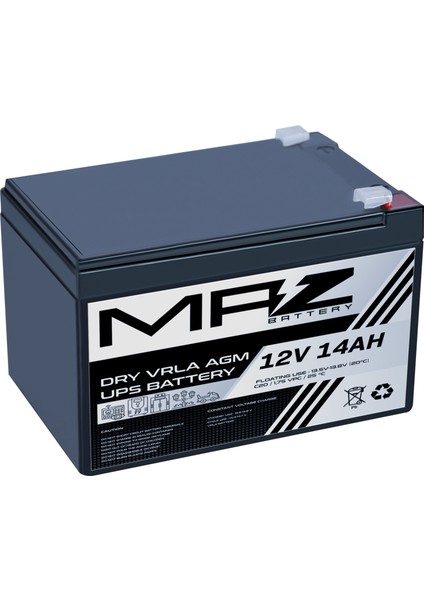 12 Volt 14 Amper (Ah) Kuru Agm Vrla Akü (Yeni Üretim)
