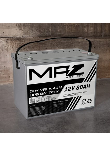 Maz Akü 12 Volt 80 Amper (Ah) Kuru Agm Vrla Akü (Yeni Üretim)