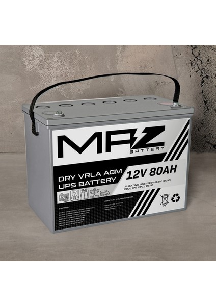 Maz Akü 12 Volt 80 Amper (Ah) Kuru Agm Vrla Akü (Yeni Üretim)