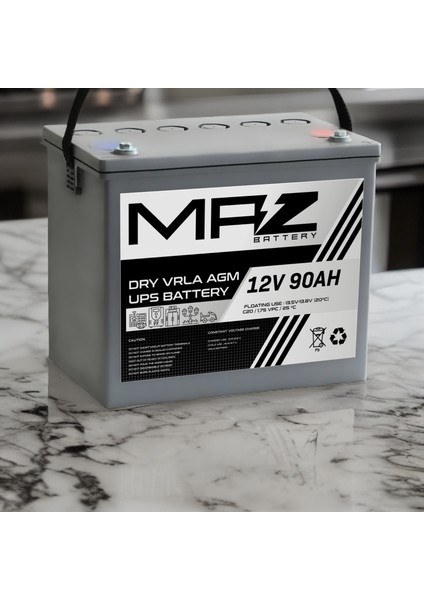 Maz Akü 12 Volt 90 Amper (Ah) Kuru Agm Vrla Akü (Yeni Üretim)