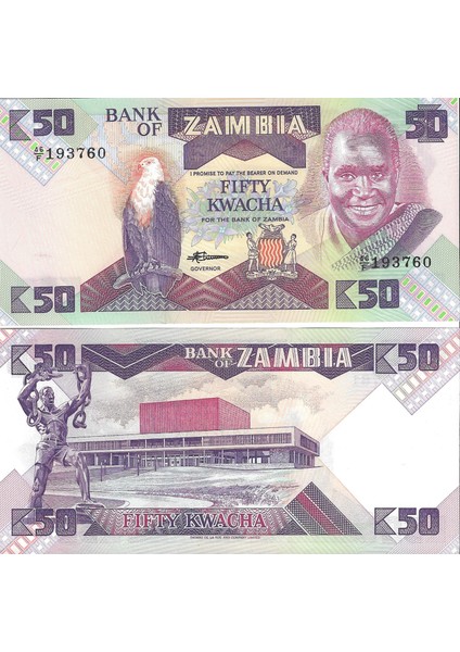 Zambiya 50 Kwacha Yabancı Kağıt Para Çil (Unc) Koleksiyon Para