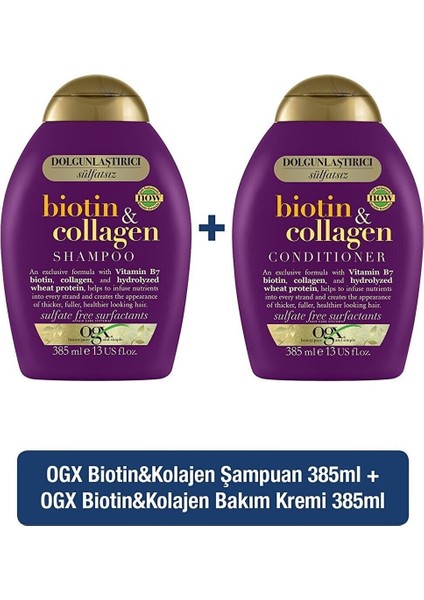 Organix Biotin - Collogen Şampuan 385 ml + Saç Kremi 385 ml