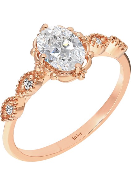 Pırlanta ve Beyaz Topaz Taşlı Henna Yüzük 0447R0040
