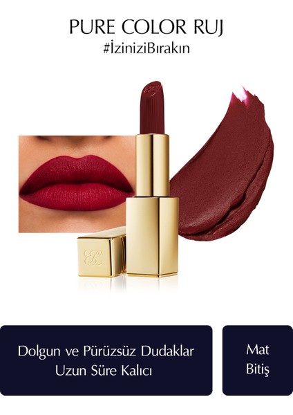 Estee Lauder Mat Bitişli Ruj - Pure Color Matte Lipstick - 3.5gr - Renk: 888 Power Kiss