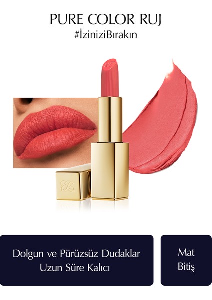 Estee Lauder Mat Bitişli Ruj - Pure Color Matte Lipstick - 3.5gr - Renk: 600 Visionary