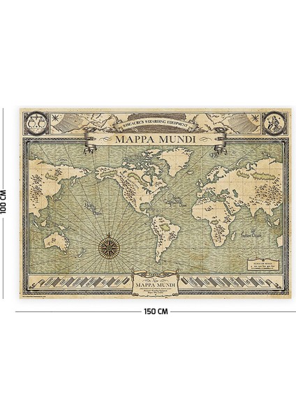 Fantastik Canavarlar Mappa Mundi Duvar Örtüsü Halısı