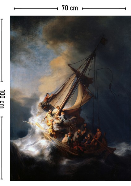 Rembrandt - Celile Denizi'nde Fırtına Tablosu Duvar Örtüsü Halısı