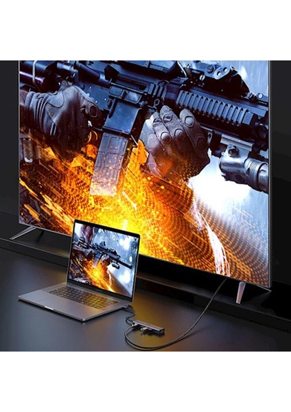 Type-C To 3*usb 3.0 4K 60Hz HDMI RJ45 1000MBPS Ethernet Dönüştürücü Çoklayıcı Hub Adaptör fırsatları