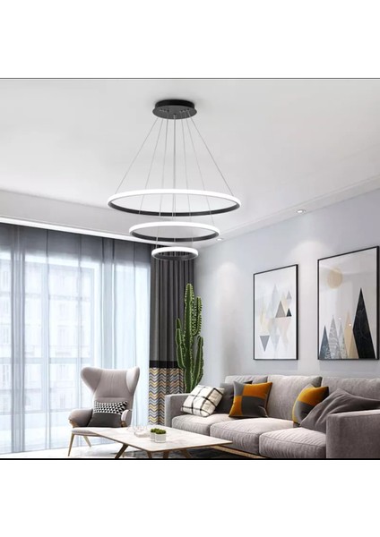 3 Katlı Halka Gold Gövde Sarkıt Model Modern LED Aydınlatma