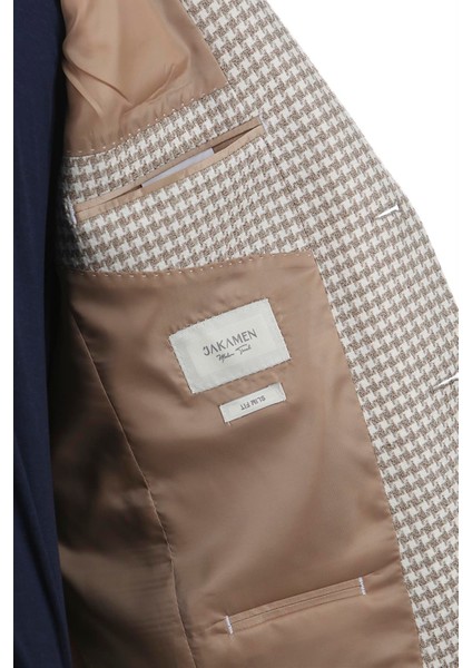 Bej Slim Fit Sivri Yaka Erkek Ceket fırsatları