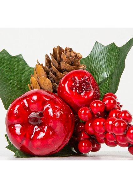 Yılbaşı Çiçeği Pike Berry Dalı Elma Kozalak Nar Dekorlu Kırmızı-Yeşil fırsatları