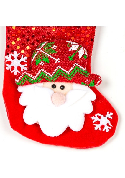 Yılbaşı Süsü Çorap Parlak Pullu Noel Baba Figürlü Kırmızı 12X16 Cm. fiyatları
