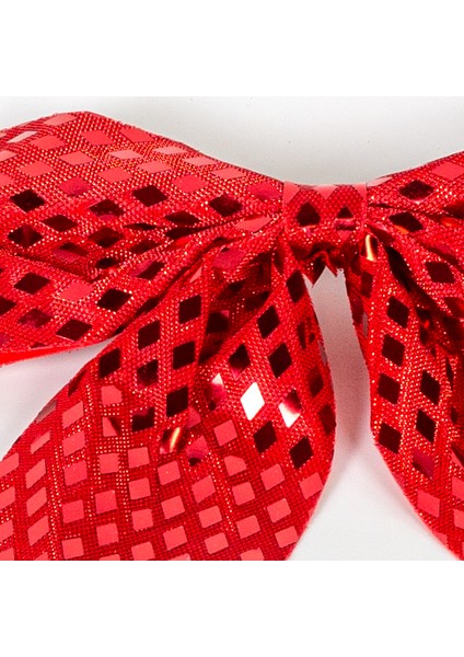 Yılbaşı Süsü Askılı Parlak Pullu Fiyonk Kırmızı 20X20 Cm. fiyatları