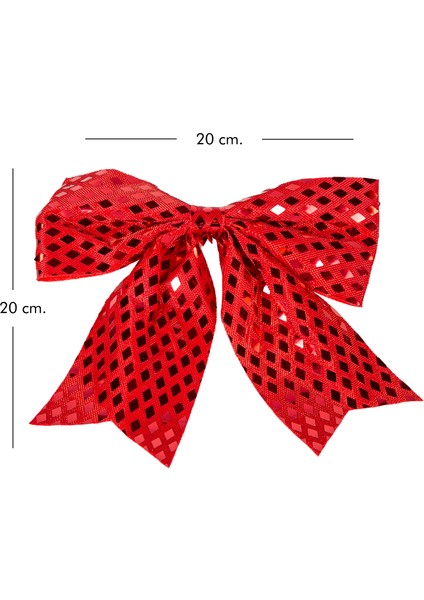 Yılbaşı Süsü Askılı Parlak Pullu Fiyonk Kırmızı 20X20 Cm. fırsatları