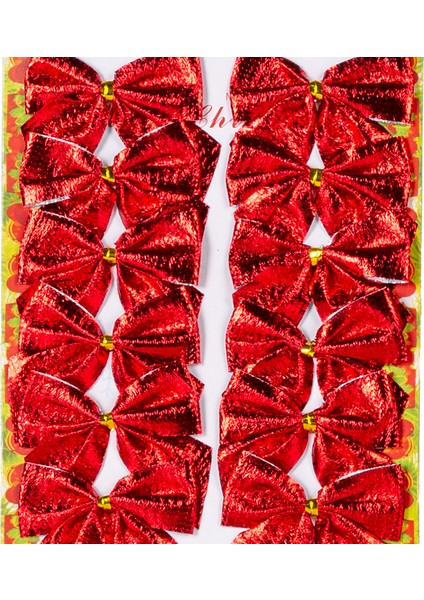 Yılbaşı Süsü Askılı Fiyonk 12'li Paket Kırmızı 5,5x5,5 Cm. fiyatları