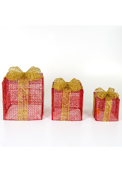 Yılbaşı Süsü Dore Fiyonklubüyük Hediye Paketi 3'lü Set Kırmızı fiyatları